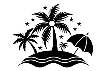 Summer Minimalist Vector Illustration Silhouetted on white background