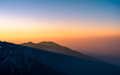 Sunrise over the mountain in Nepal.