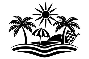 Summer Minimalist Vector Illustration Silhouetted on white background