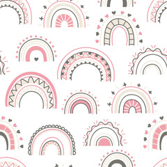 Seamless geometric pattern with rainbows. Print for textile, wallpaper, covers, surface. For fashion fabric. Abstract pattern.