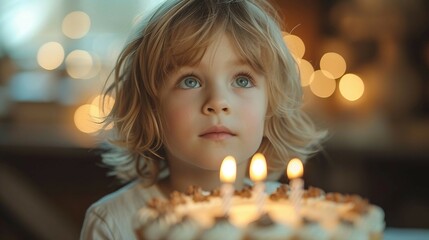 A child eagerly waiting for their birthday cake to be brought out. AI generate illustration