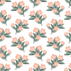 Seamless decorative elegant pattern with cute flowers. Print for textile, wallpaper, covers, surface. For fashion fabric. Retro stylization.