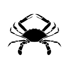 crab black and white logo vector illustration. Seafood shop logo branding template for craft food packaging or restaurant design.