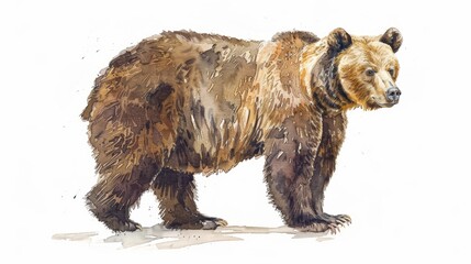 Fototapeta premium Adorable Bear on White Background for Children's Book Generative AI