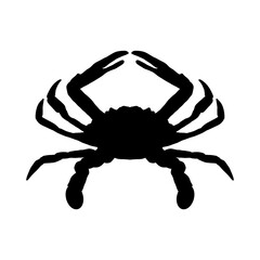 Vector image of crab silhouette. Crab or crustacean flat icon for food apps and websites. Seafood shop logo branding template for craft food packaging or restaurant design.