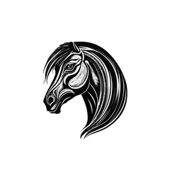 horse head silhouette black and white | Horse head vector design illustration