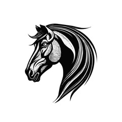 horse head tattoo vector illustration | Silhouette of a horse head black and white svg