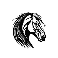 horse head vector illustration black and white | Horse head silhouette svg