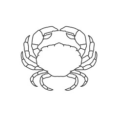 crab outline vector illustration. Seafood shop logo branding template for craft food packaging or restaurant design.