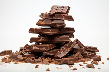 Chocolates on white background. Topics related to chocolate. World of chocolate. Chocolate professions. Chocolate maker job offer. Images for graphic designer. Chocolates isolated.