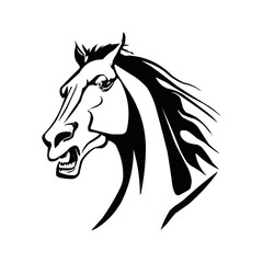 horse head silhouette black and white | Vector illustration of a horse