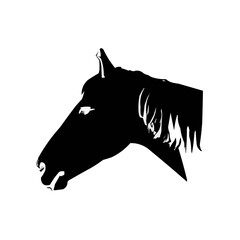 horse silhouette isolated on white background | Vector illustration of a horse head black 