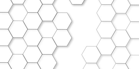 Abstract white background with hexagon and hexagonal background. Luxury white pattern with hexagons. abstract 3d hexagonal background with shadow. 3D futuristic abstract honeycomb mosaic background.