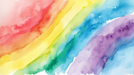 Vibrant Rainbow Watercolor Design on White Generative AI