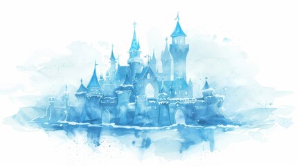 Whimsical Fairy Princess Castle on a Dreamy Watercolor Background Generative AI
