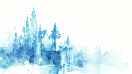 Obraz premium Whimsical Fairy Princess Castle on a Dreamy Watercolor Background Generative AI