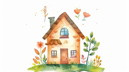 Cozy Home Illustration on White Background Generative AI