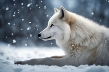 'rendering white majestic snow 3d wolf snowing snowy snowflake animal winter sitting magical fantasy enchanted fairy tale nature beautiful canis canino wild wilderness wildlife carnivore fur dog'