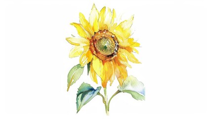 Vibrant Sunflower on White Background Generative AI