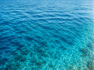 Obraz premium Liquid Serenity: Drone Reveals Tranquility of Crystal-Clear Azure Sea. Endless Blue. generative AI