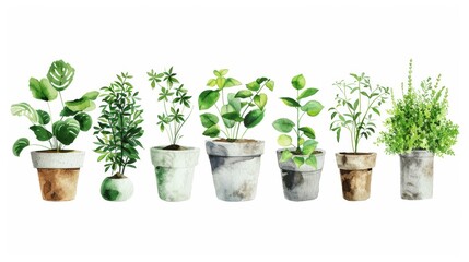 Vibrant Foliage Pot Plant Collection on White Background Generative AI