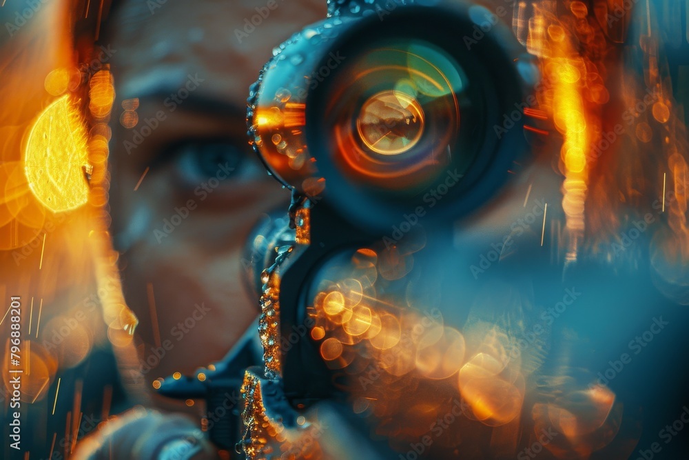 Poster a soothing backdrop featuring soft bokeh of orange and blue hues, invoking calmness and warmth in a 