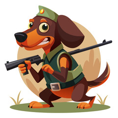 Stylized Pitbull Dog holding a submachine gun, exuding a sense of power and readiness
