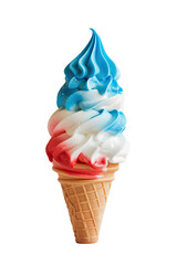 Delicious 4th of July Red White and Blue Frozen Ice Cream Isolated on a Transparent Background