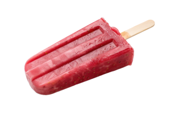 Delicious Strawberry Fruit Frozen Ice Pop Isolated on a Transparent Background