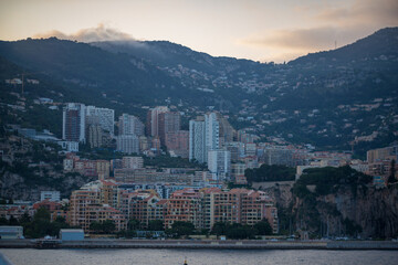 Panoramic view of Monte Carlo marina and cityscape
