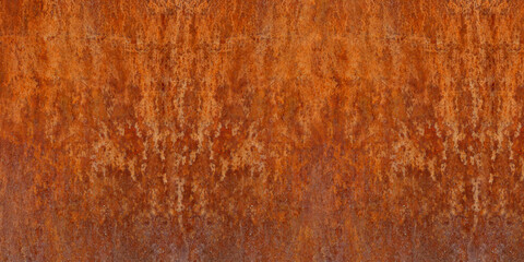 Panoramic grunge rusted metal texture, rust and oxidized metal background. Old metal iron panel.	
