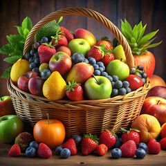free photo fresh and healthy fruits in straw bask