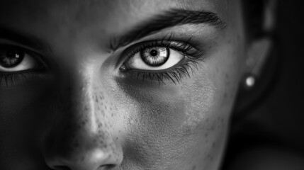 Fototapeta premium Ethereal Beauty: Macro Portrait of a Woman. Generative AI