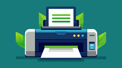 The office printer is equipped with doublesided printing as the default setting reducing paper waste and promoting sustainable practices. - obrazy, fototapety, plakaty