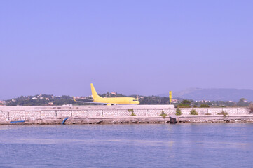 The Corfu International Airport "Ioannis Kapodistrias" on the beautiful island of Corfu in Greece 