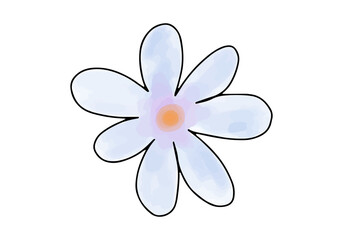 Flower watercolor doodle element. Vector illustration.