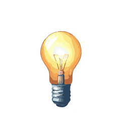 light idea bulb watercolor illustration isolated on transparent background