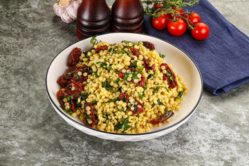 Vegetarian Pasta ptitim with vegetables