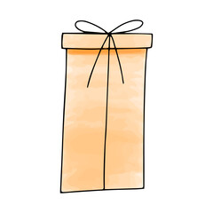 Gift box, watercolor doodle element. Vector illustration.