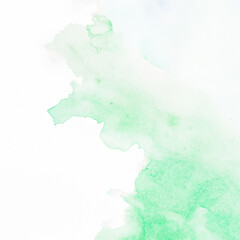 Vibrant Green Watercolor Stain on White Background.
