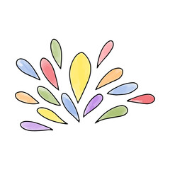 Watercolor doodle element. Colored drops. Vector illustration.