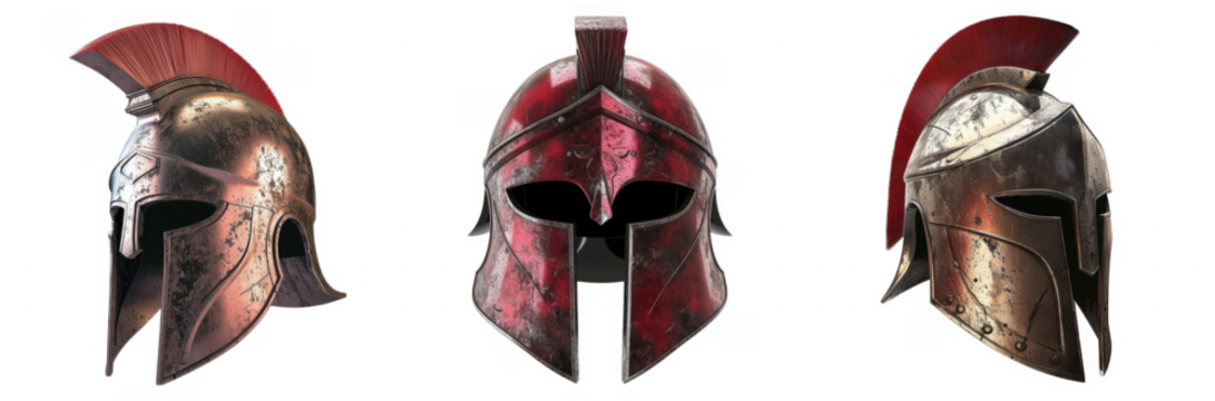 Spartan warrior mask helmet isolated with no background