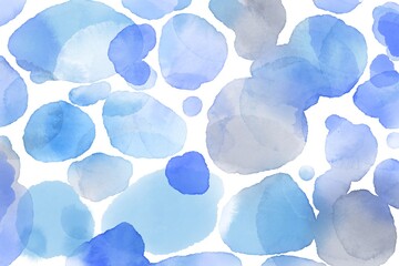 Horizontal abstract watercolour wallpaper. Different blue shades. Gradient round dots. Backdrop design. Aquamarine splash spots. Isolated on a white background.