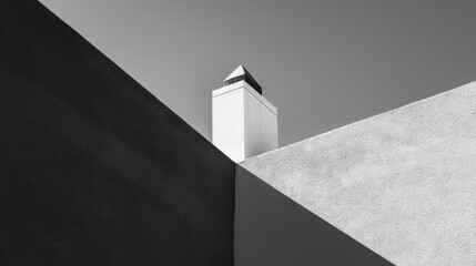 Minimalist architectural detail of a modern building against a clear sky
