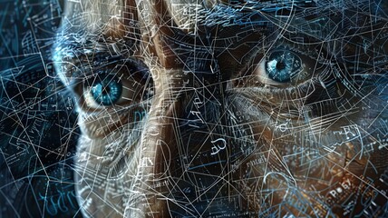Portrait of a person created out of math equations.