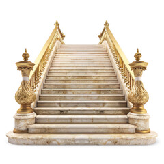 Shimmering Golden Stairs isolated on a transparent background 

