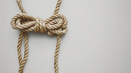   A close-up of a rope with a knot at each end, where one end terminates another