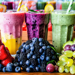 Colorful cocktails with fruits