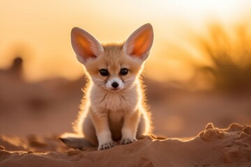 Naklejka premium Cute fennec fox wildlife animal mammal.