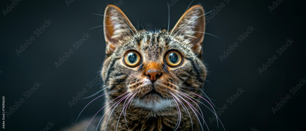 Aufkleber a close up of a cat looking at the camera with its eyes wide open. generative ai.